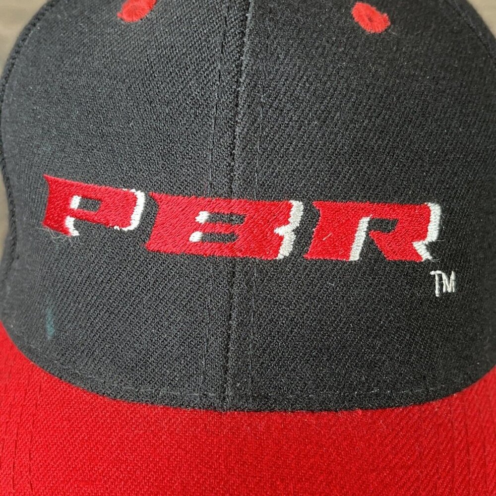 PBR Black/Red Baseball Hat Cap Pro Bull Riding Hook/Loop Adjustable - Picture 7 of 13